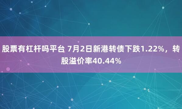 股票有杠杆吗平台 7月2日新港转债下跌1.22%，转股溢价率40.44%